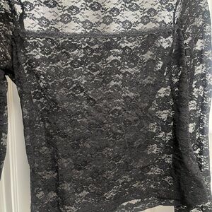 Brandy Melville Black Floral Lace Top